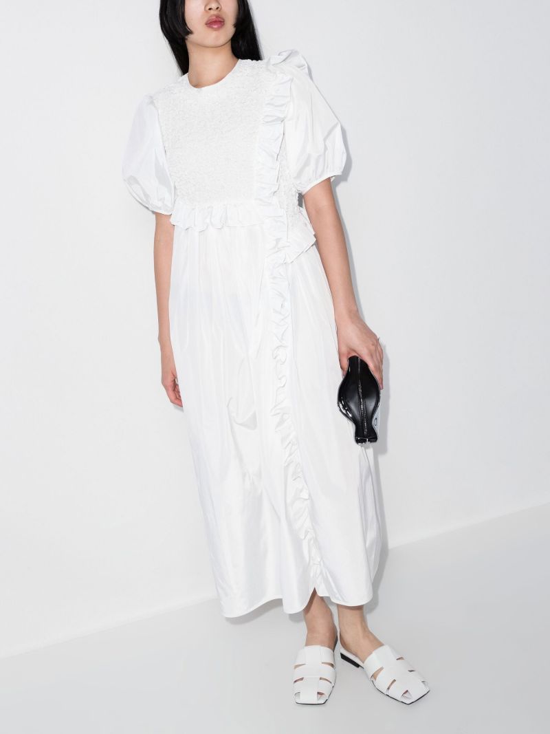 White Chloe Ruffled Midi Dress