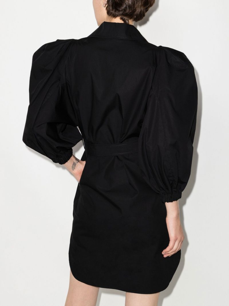 Black Paola Belted Organic Cotton Mini Dress