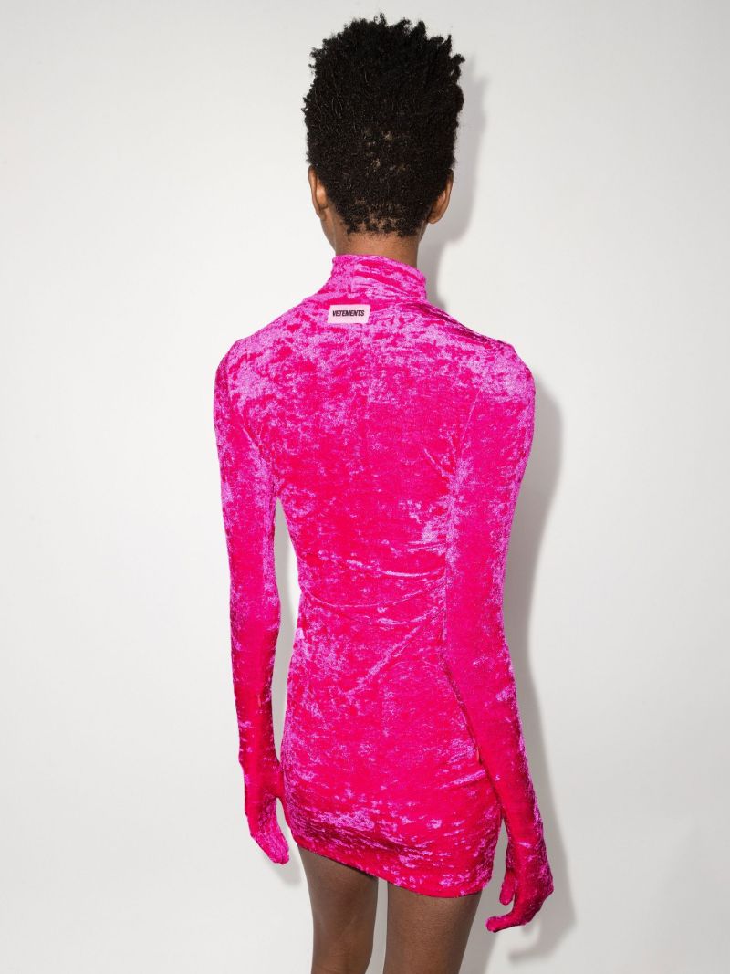 Glove Sleeve Velvet Mini Dress