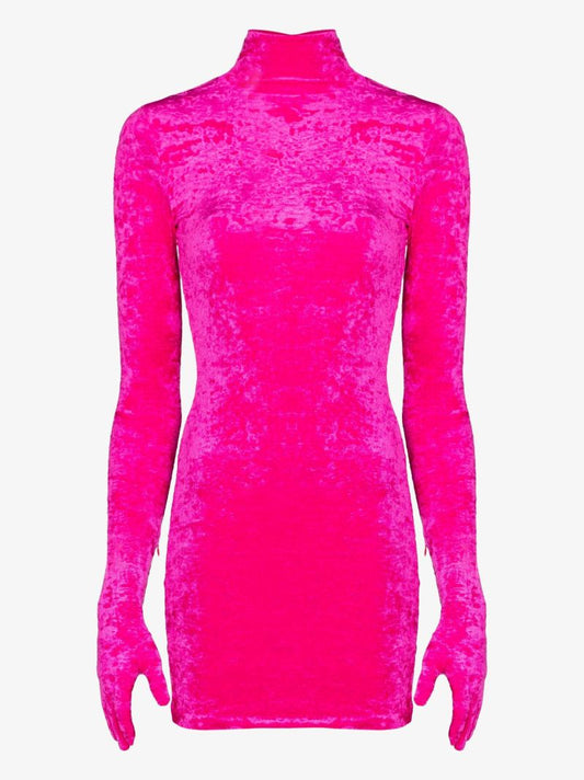 Glove Sleeve Velvet Mini Dress