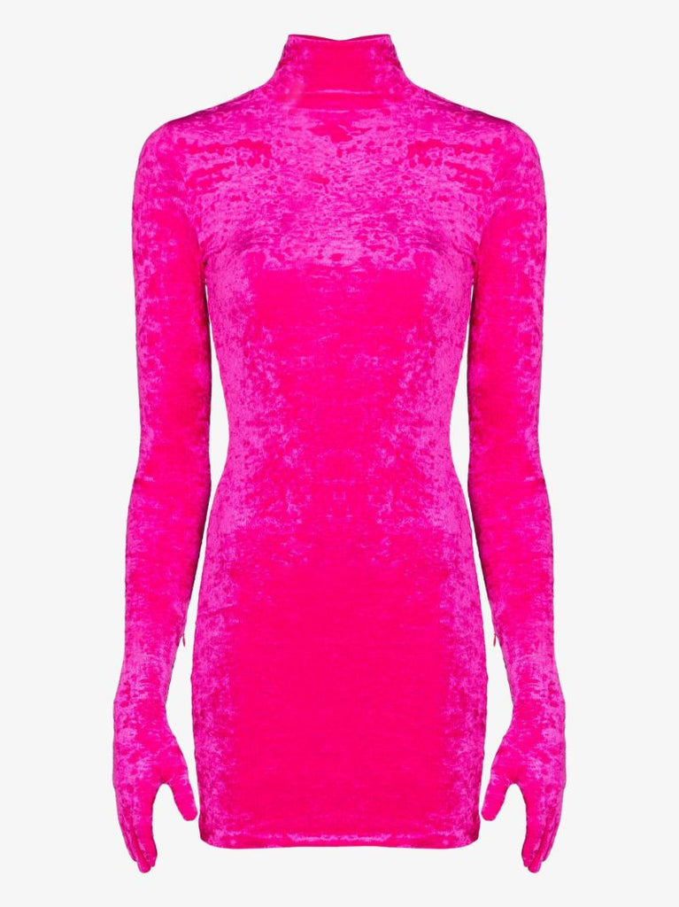 Glove Sleeve Velvet Mini Dress