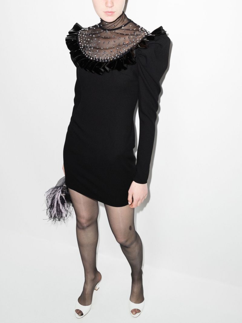 Embellished Wool Mini Dress
