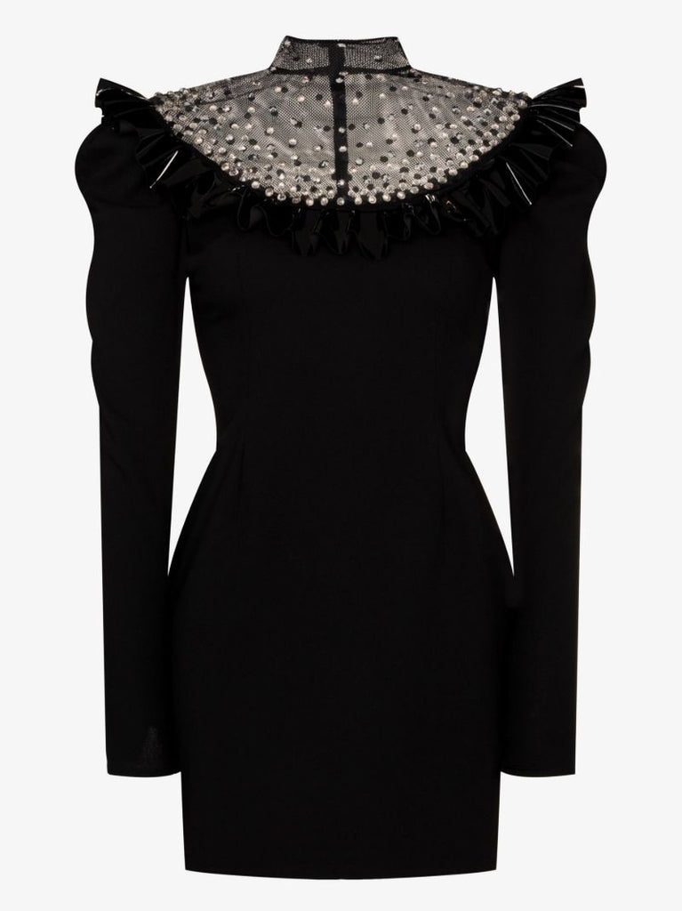 Embellished Wool Mini Dress