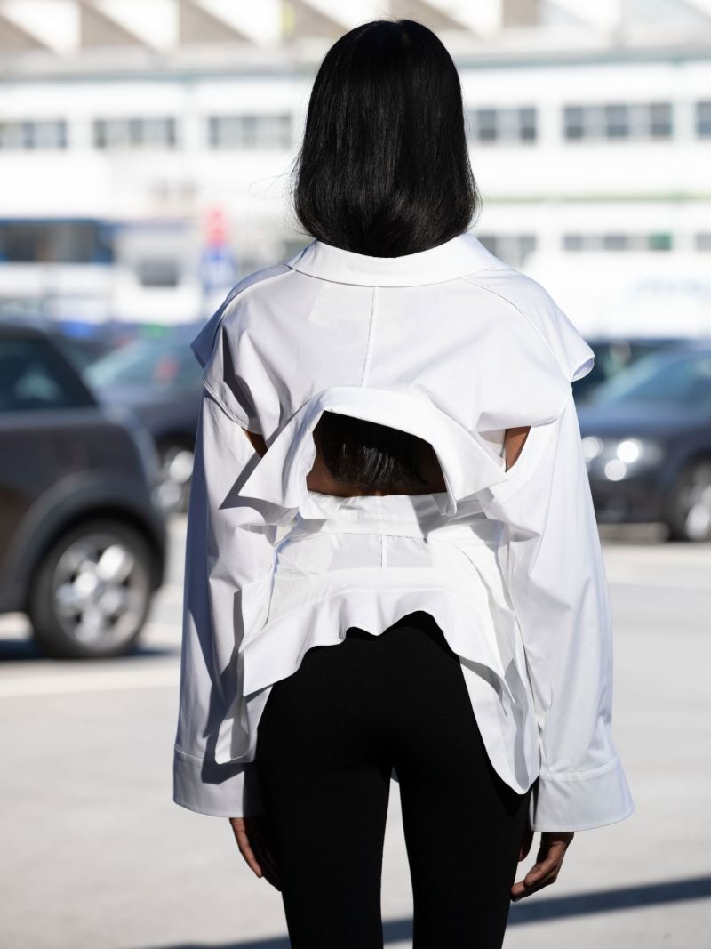 White Tie Front Cotton Poplin Shirt