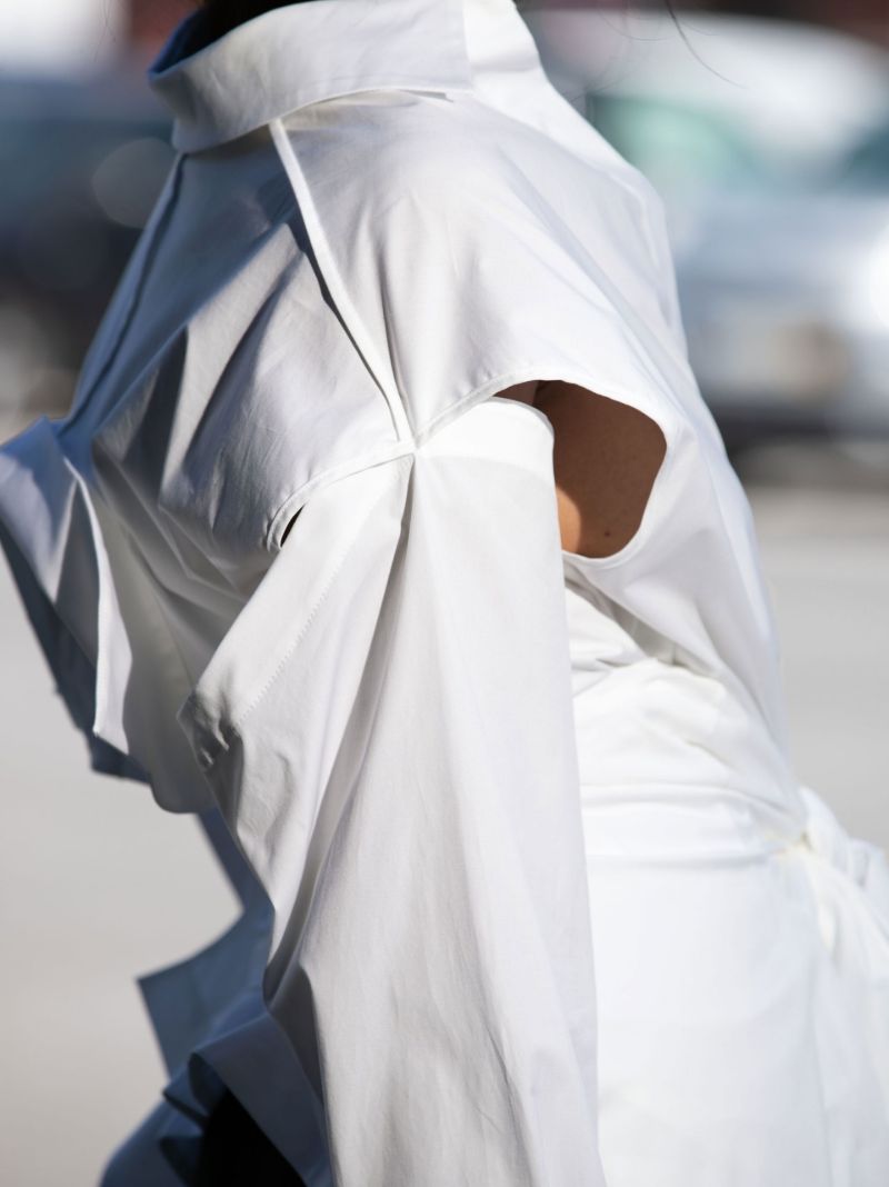 White Tie Front Cotton Poplin Shirt