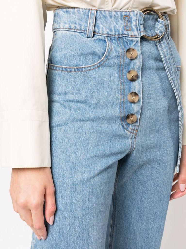 Blue Emily Belted Wide Leg Jeans