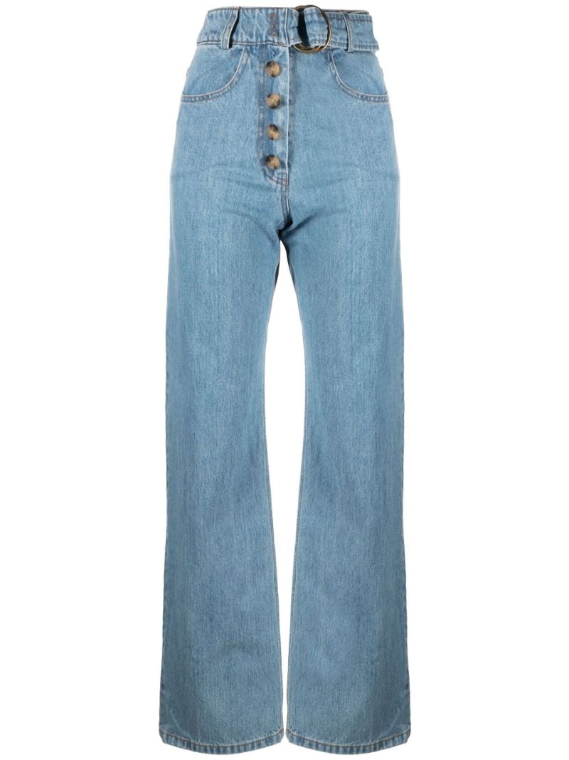 Blue Emily Belted Wide Leg Jeans