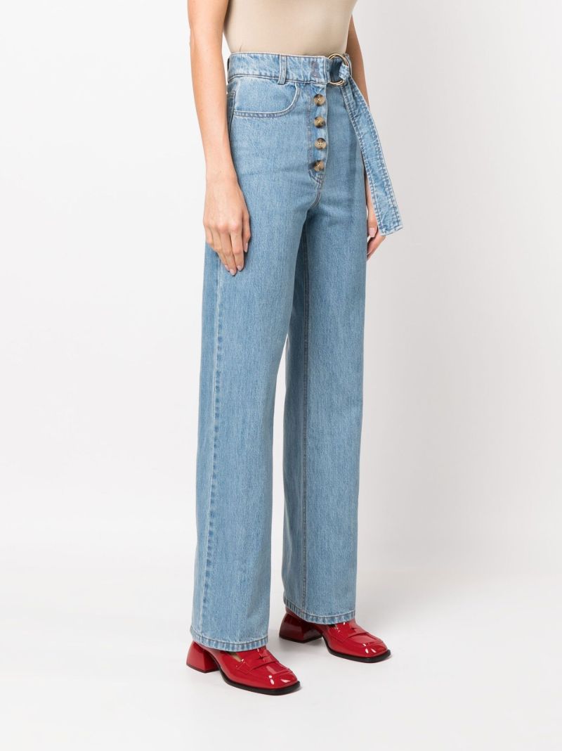 Blue Emily Belted Wide Leg Jeans