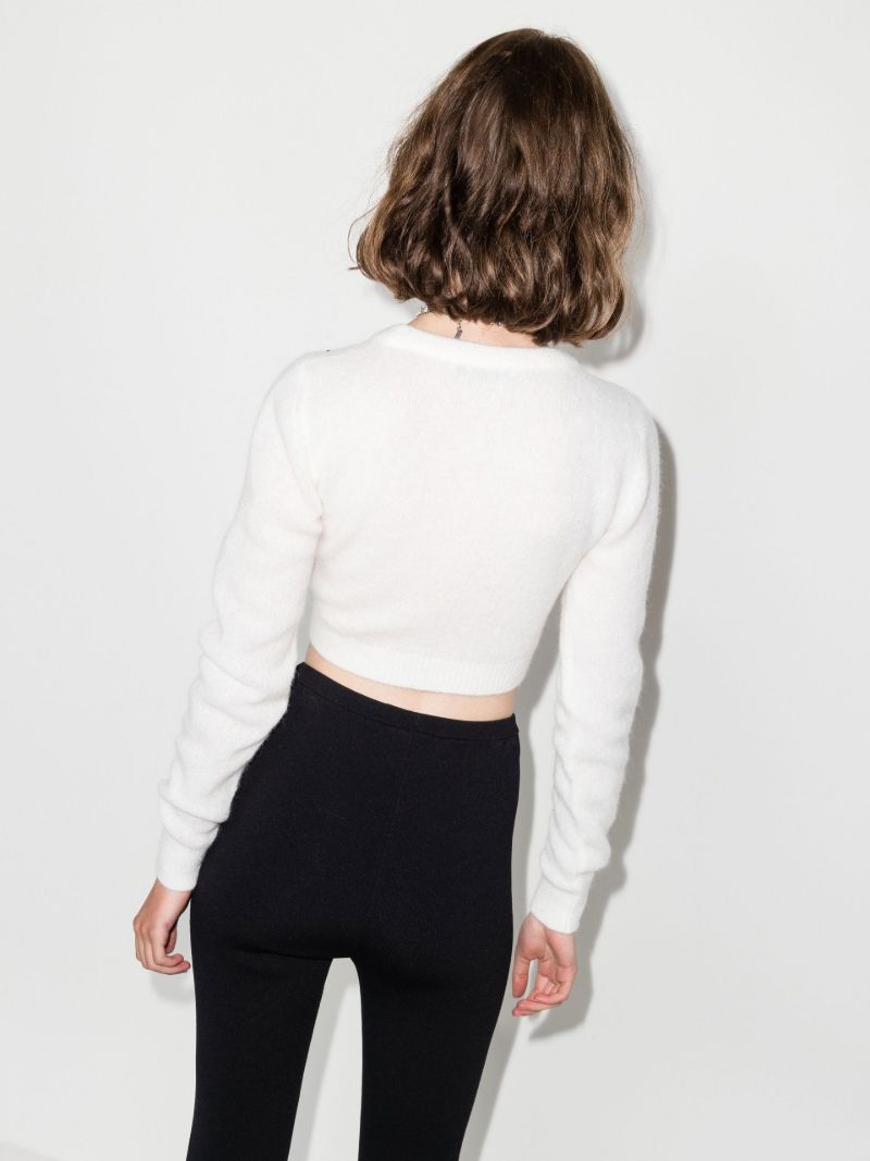 Crystal Embellished Cropped Knitted Sweater