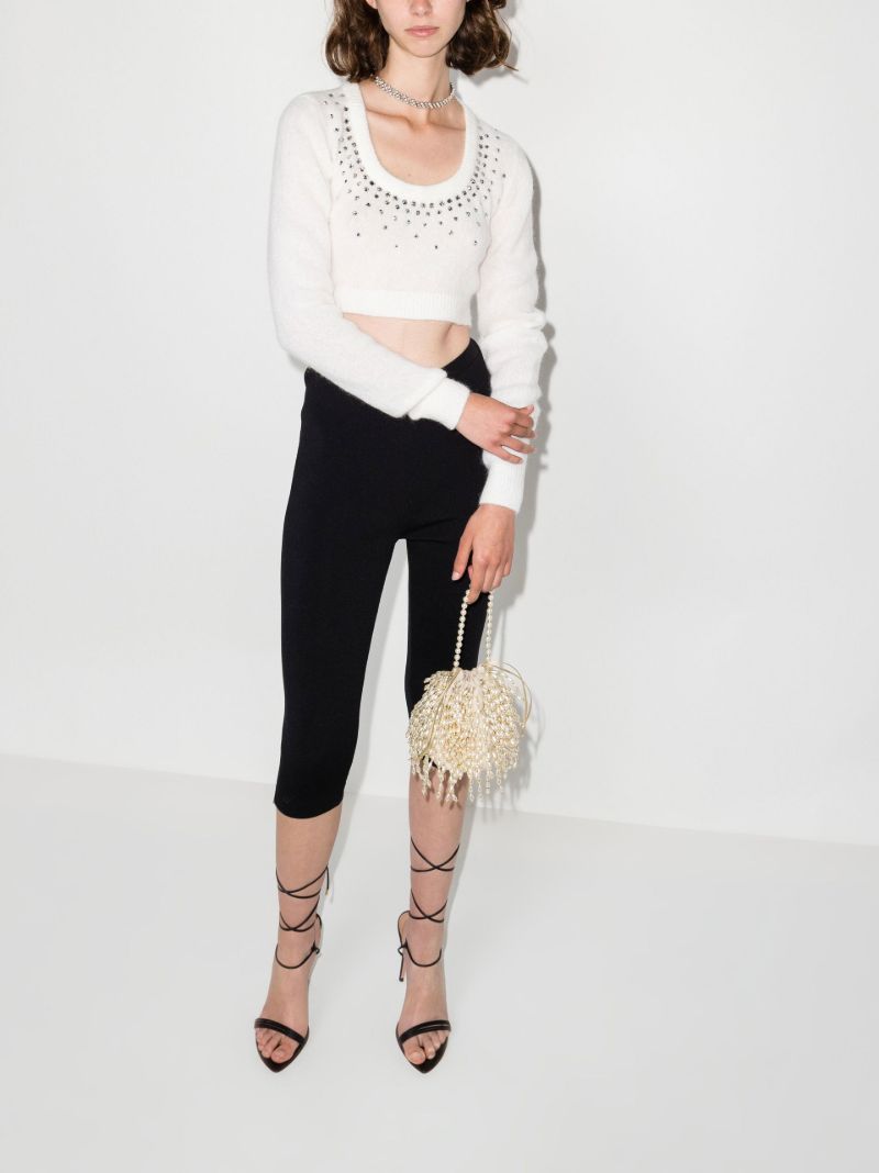 Crystal Embellished Cropped Knitted Sweater