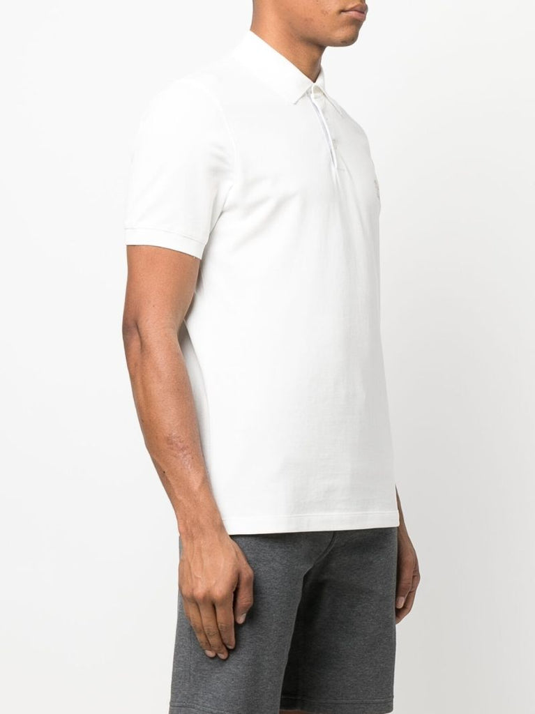 White Logo Cotton Polo Shirt