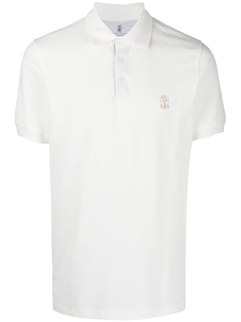 White Logo Cotton Polo Shirt