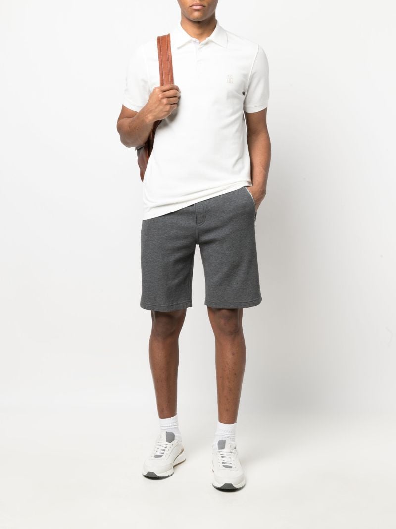 White Logo Cotton Polo Shirt