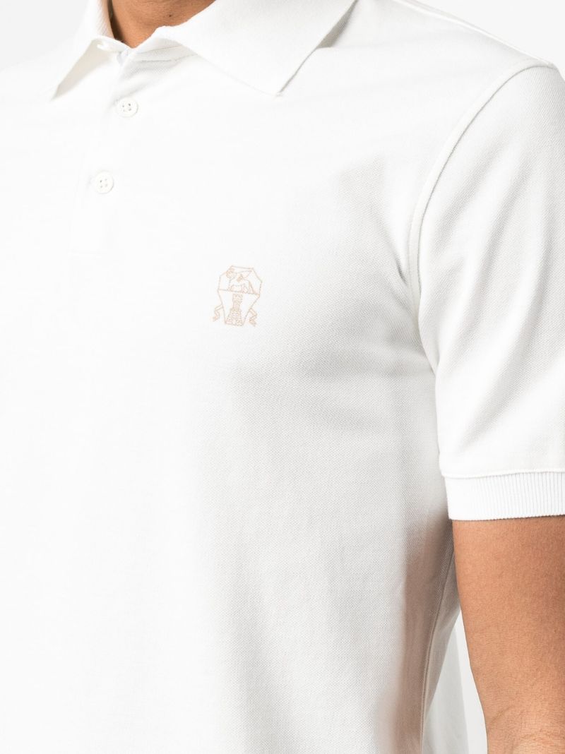 White Logo Cotton Polo Shirt