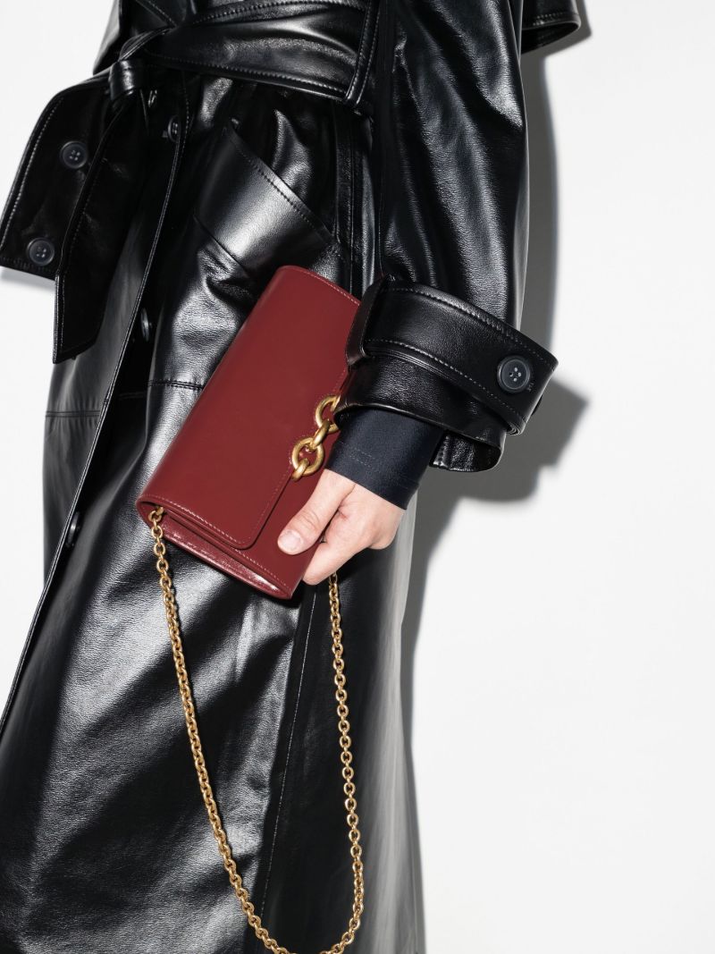 Red Le Maillon Leather Wallet on Chain