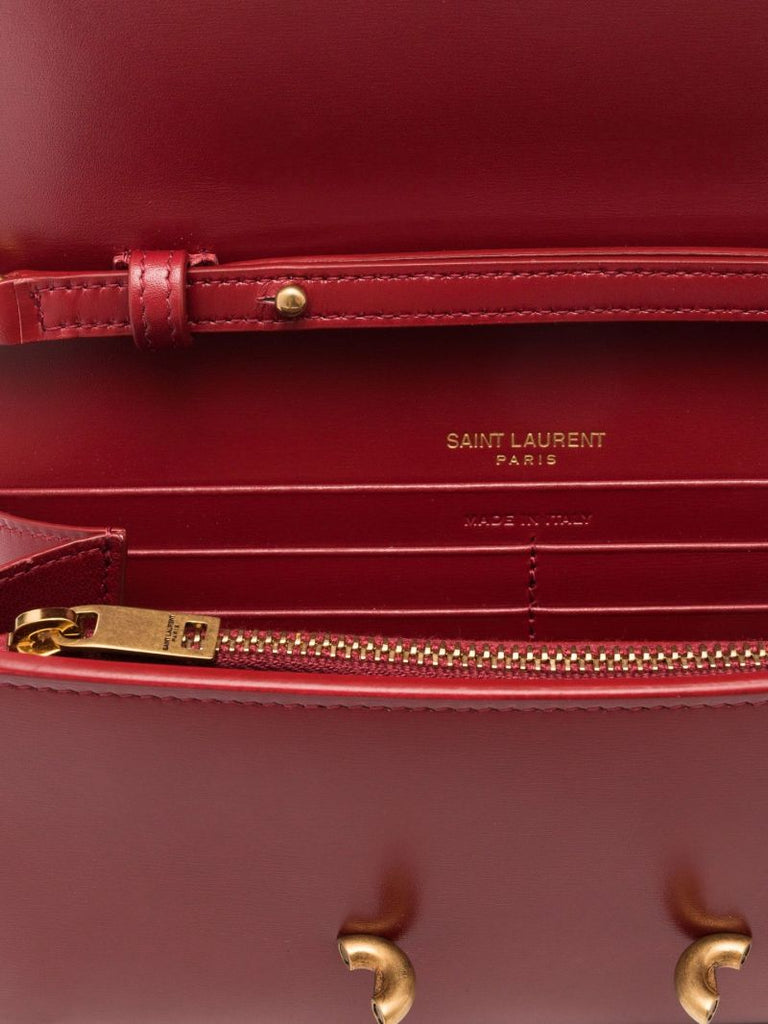 Red Le Maillon Leather Wallet on Chain