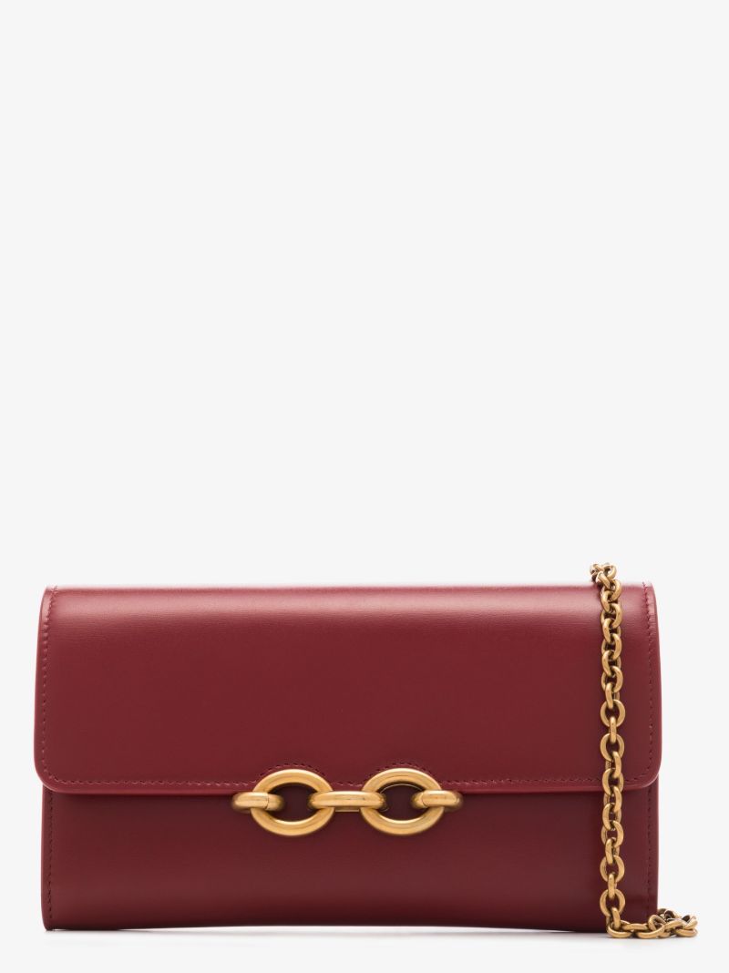 Red Le Maillon Leather Wallet on Chain