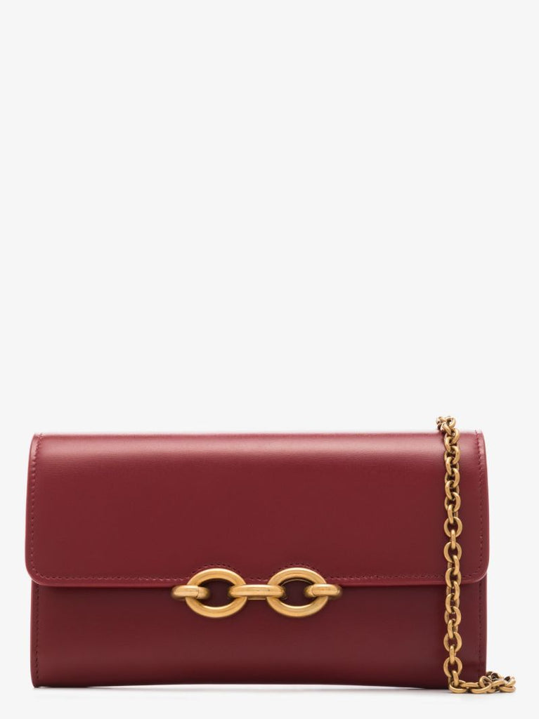 Red Le Maillon Leather Wallet on Chain