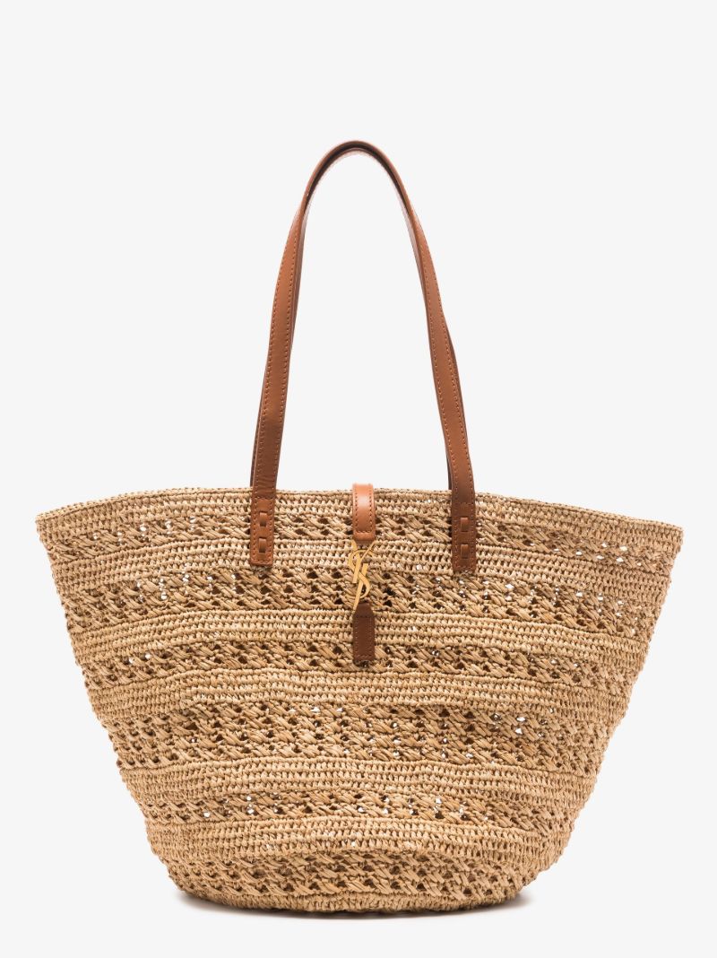 Neutral Panier Medium Raffia Tote Bag