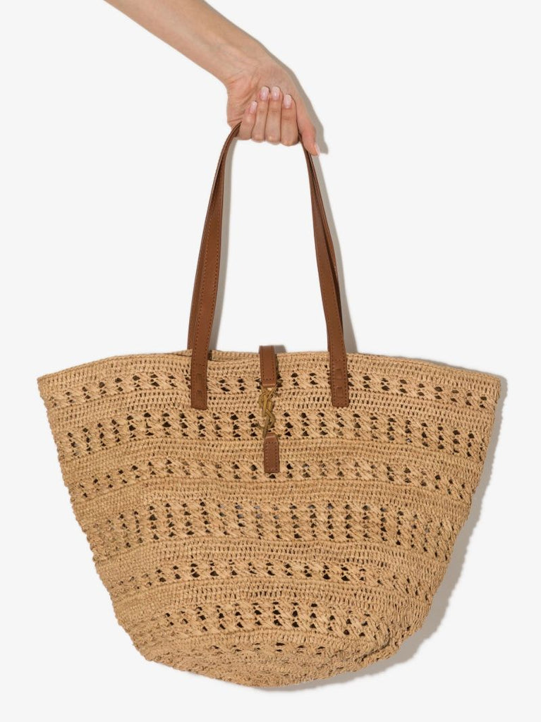 Neutral Panier Medium Raffia Tote Bag