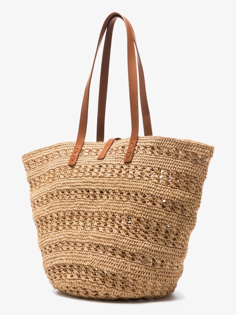 Neutral Panier Medium Raffia Tote Bag