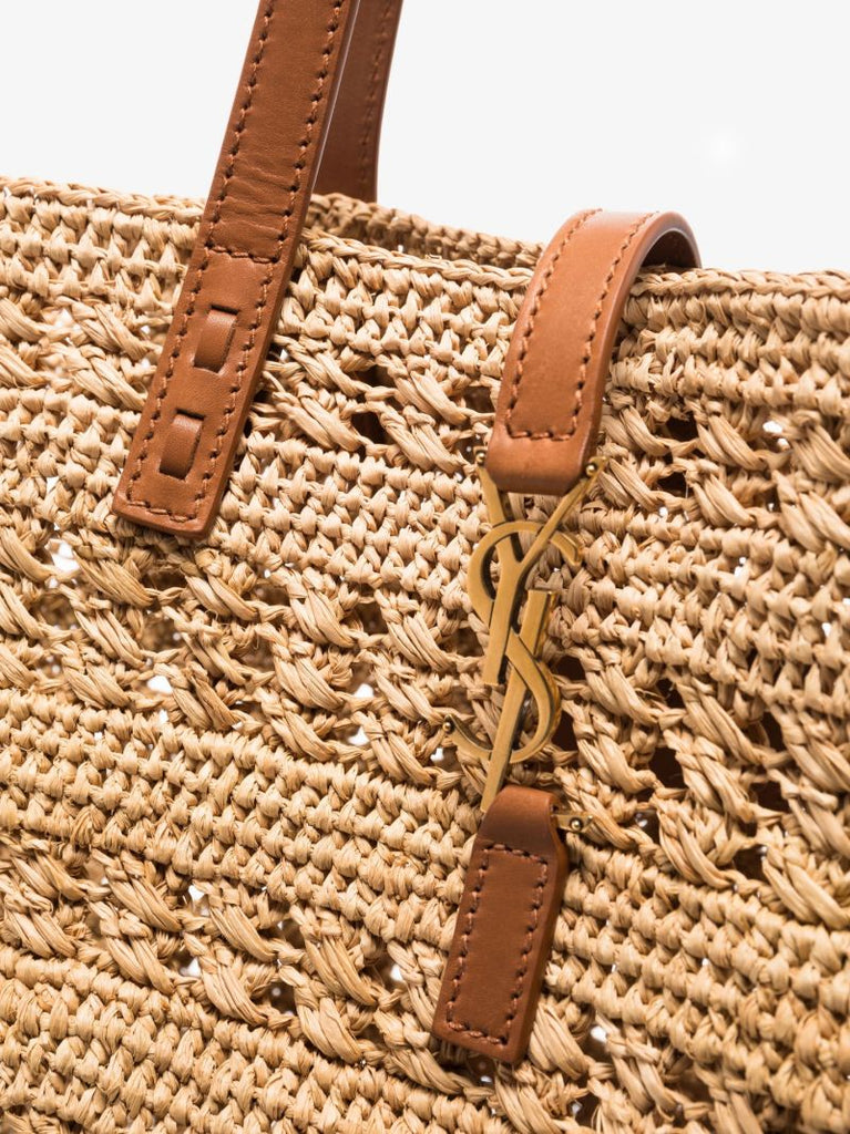 Neutral Panier Medium Raffia Tote Bag