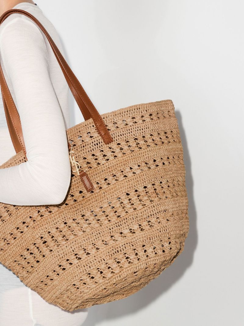 Neutral Panier Medium Raffia Tote Bag