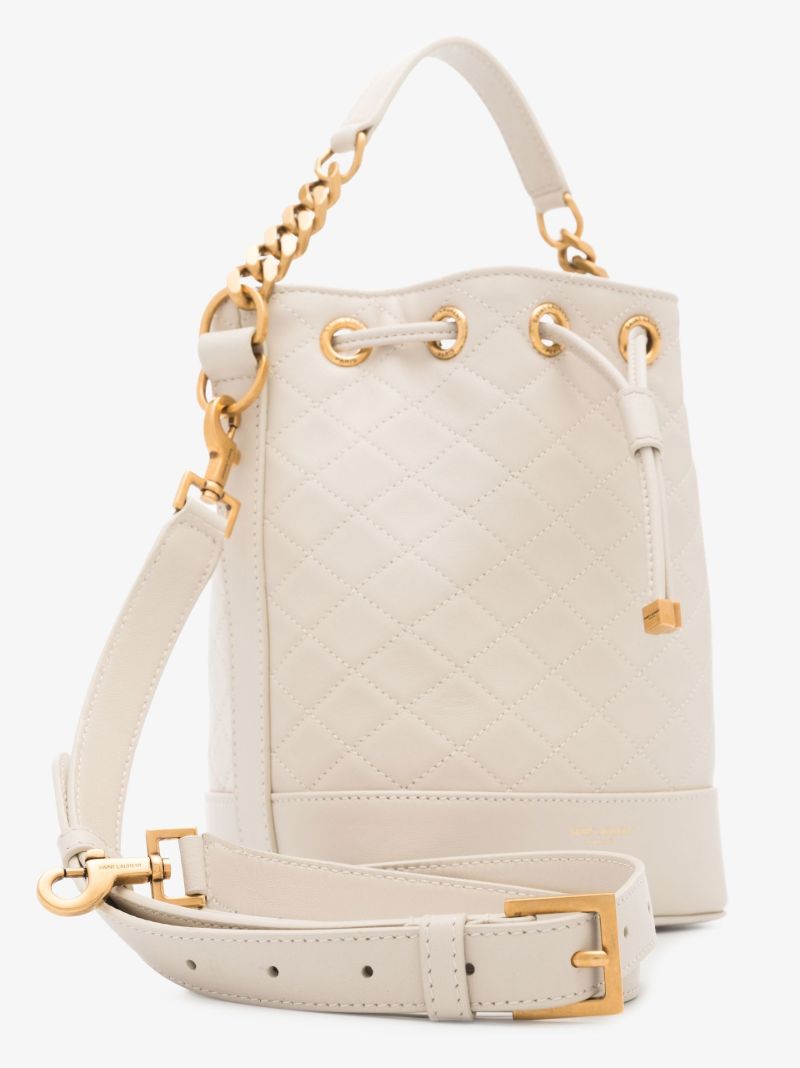 Neutral Emmanuelle Quilted Leather Bucket Bag
