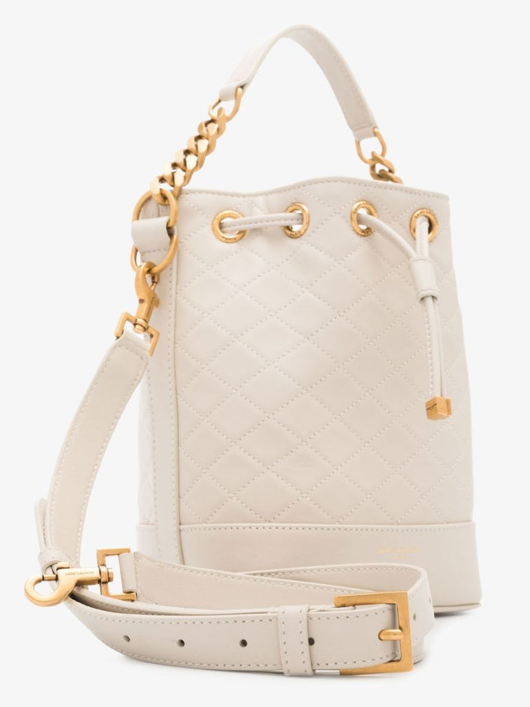 Neutral Emmanuelle Quilted Leather Bucket Bag