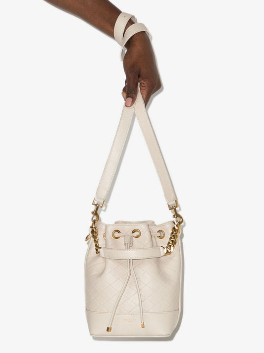 Neutral Emmanuelle Quilted Leather Bucket Bag
