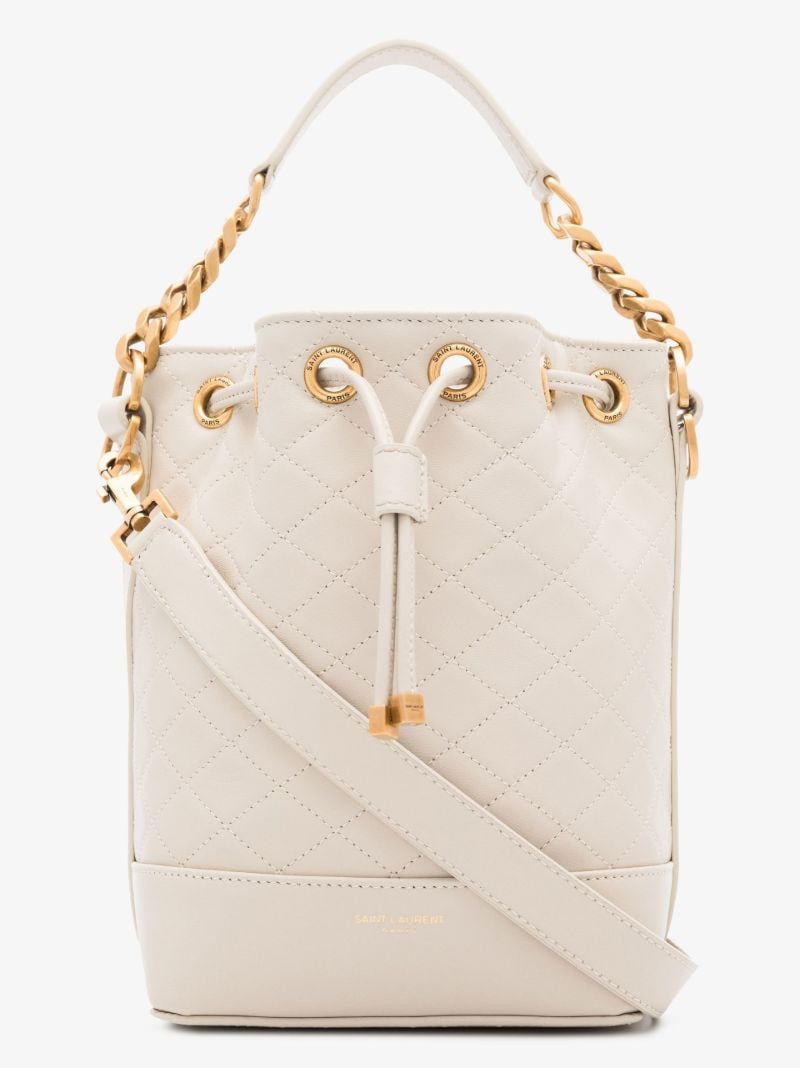 Neutral Emmanuelle Quilted Leather Bucket Bag