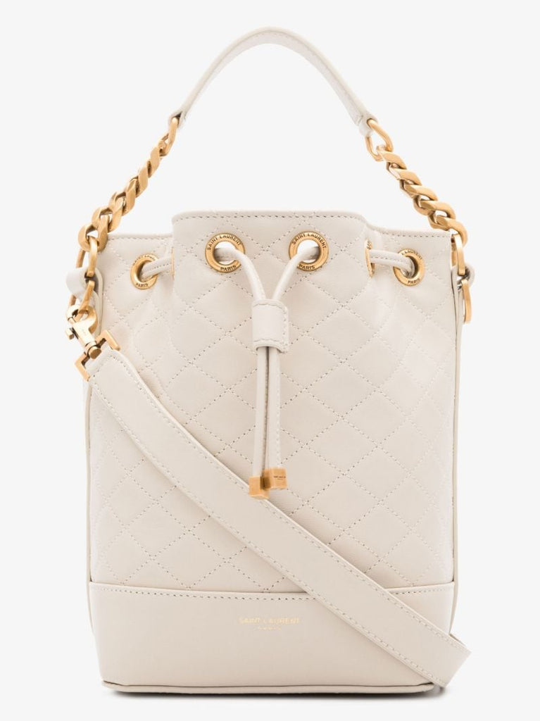 Neutral Emmanuelle Quilted Leather Bucket Bag