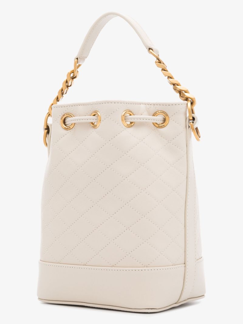 Neutral Emmanuelle Quilted Leather Bucket Bag