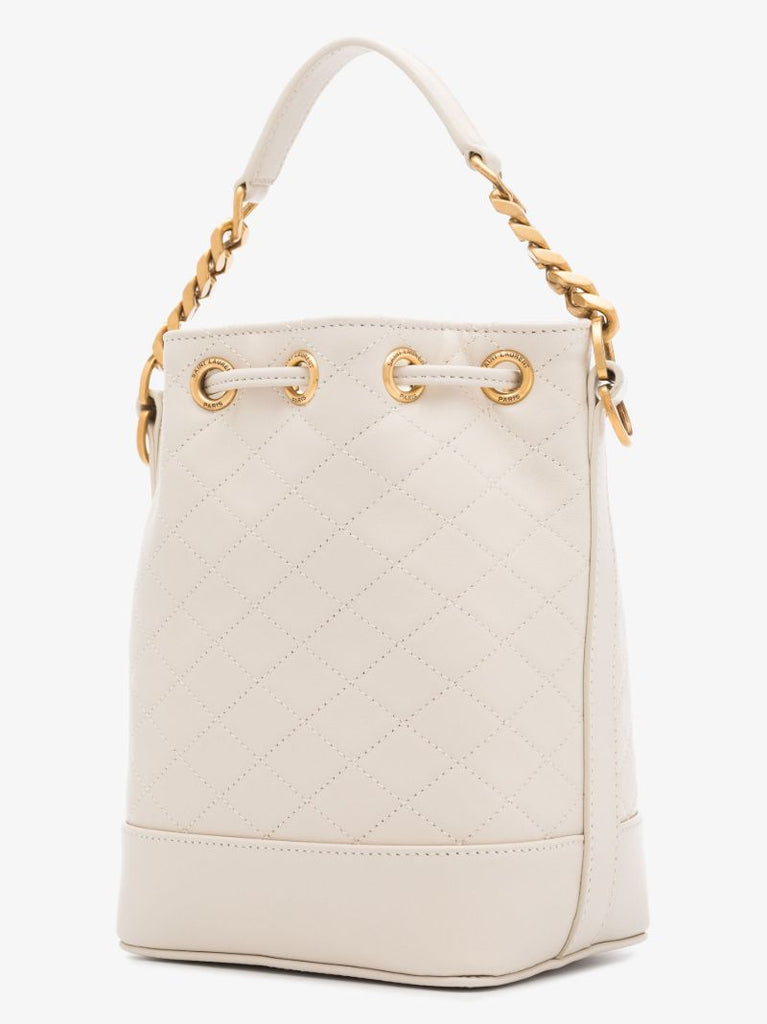Neutral Emmanuelle Quilted Leather Bucket Bag