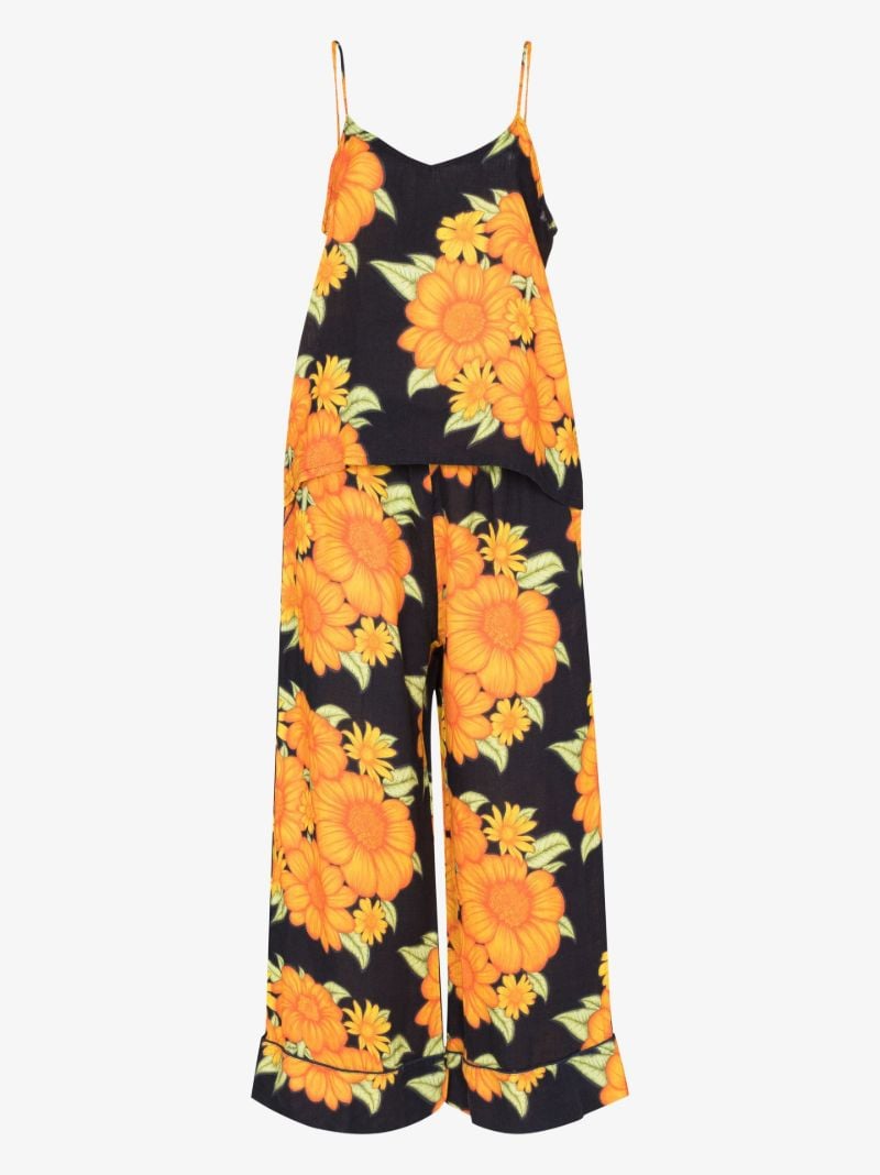 Blue Tithonia Floral Print Linen Pyjamas
