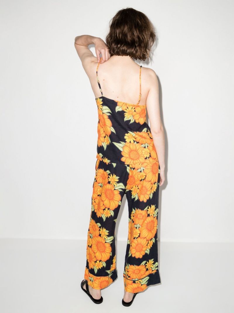 Blue Tithonia Floral Print Linen Pyjamas