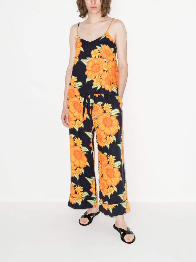 Blue Tithonia Floral Print Linen Pyjamas