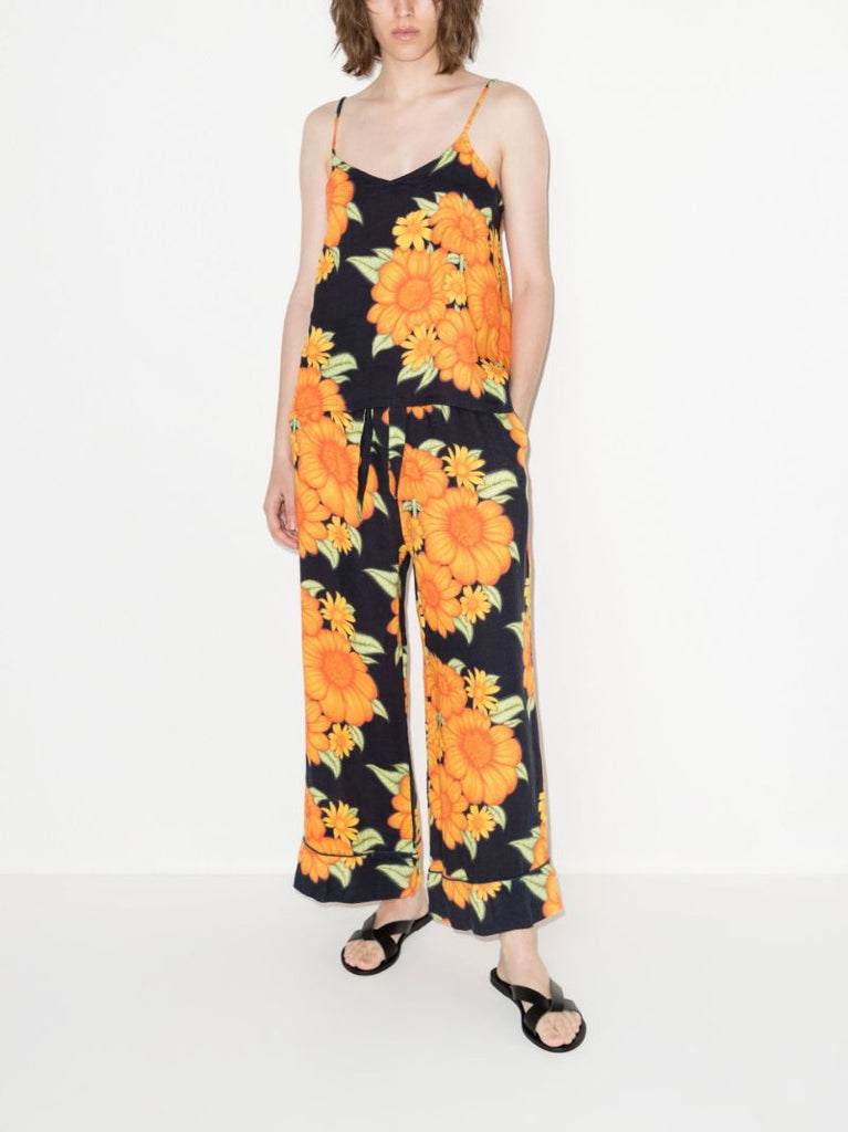 Blue Tithonia Floral Print Linen Pyjamas