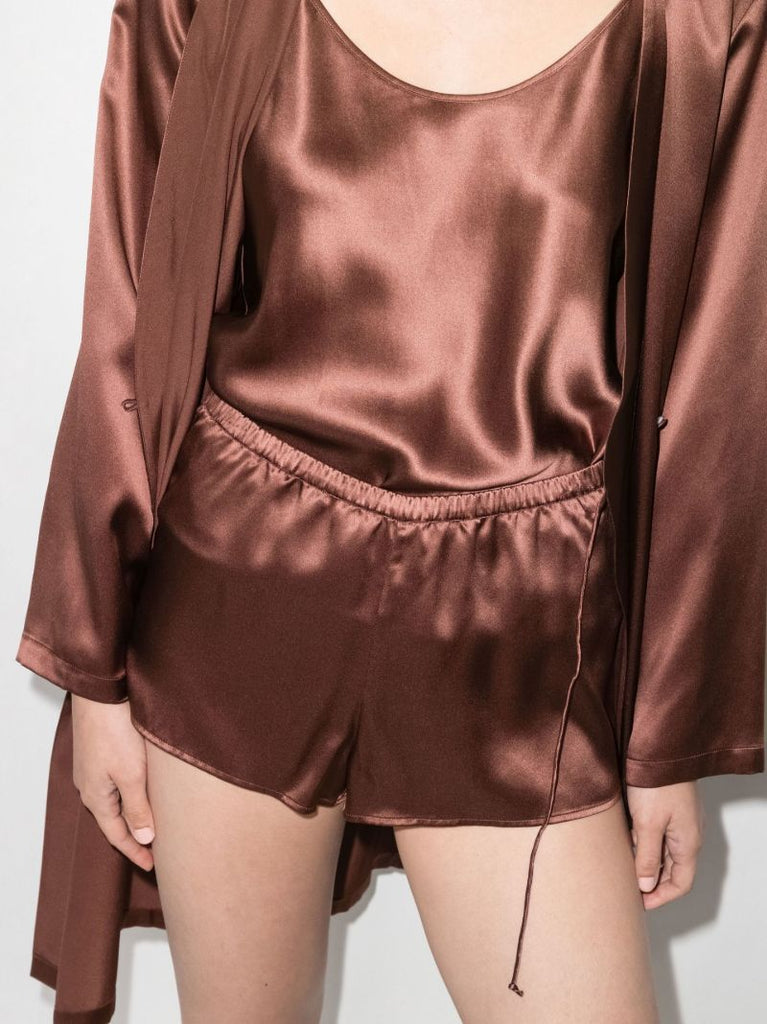Brown Silk Pyjama Shorts