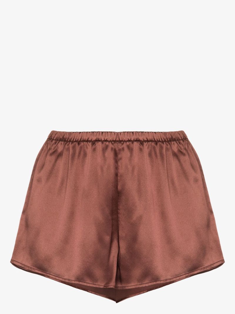 Brown Silk Pyjama Shorts