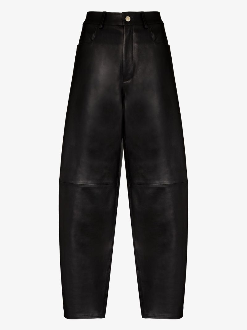 Black Chamomile Leather Trousers