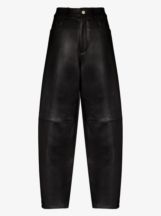 Black Chamomile Leather Trousers