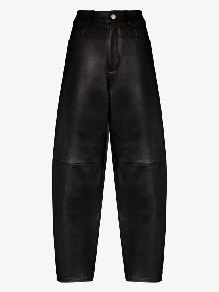 Black Chamomile Leather Trousers