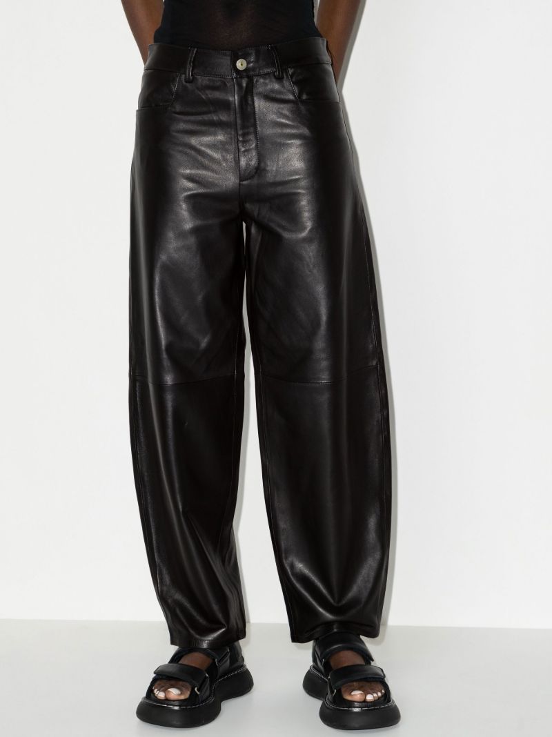 Black Chamomile Leather Trousers