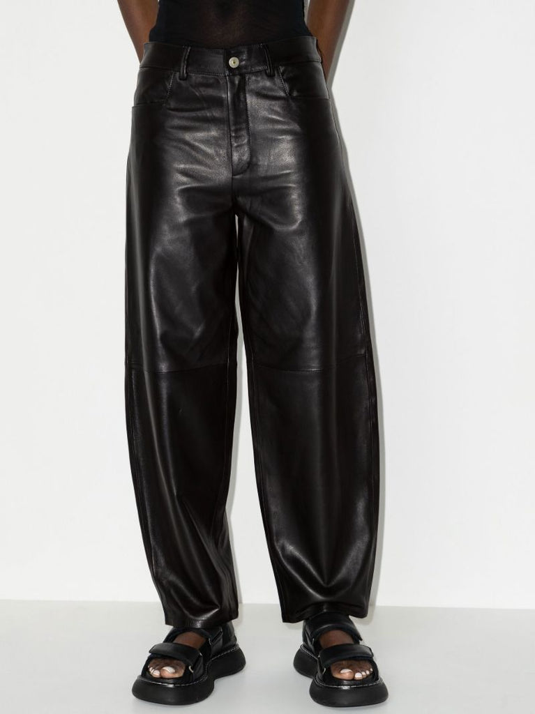 Black Chamomile Leather Trousers