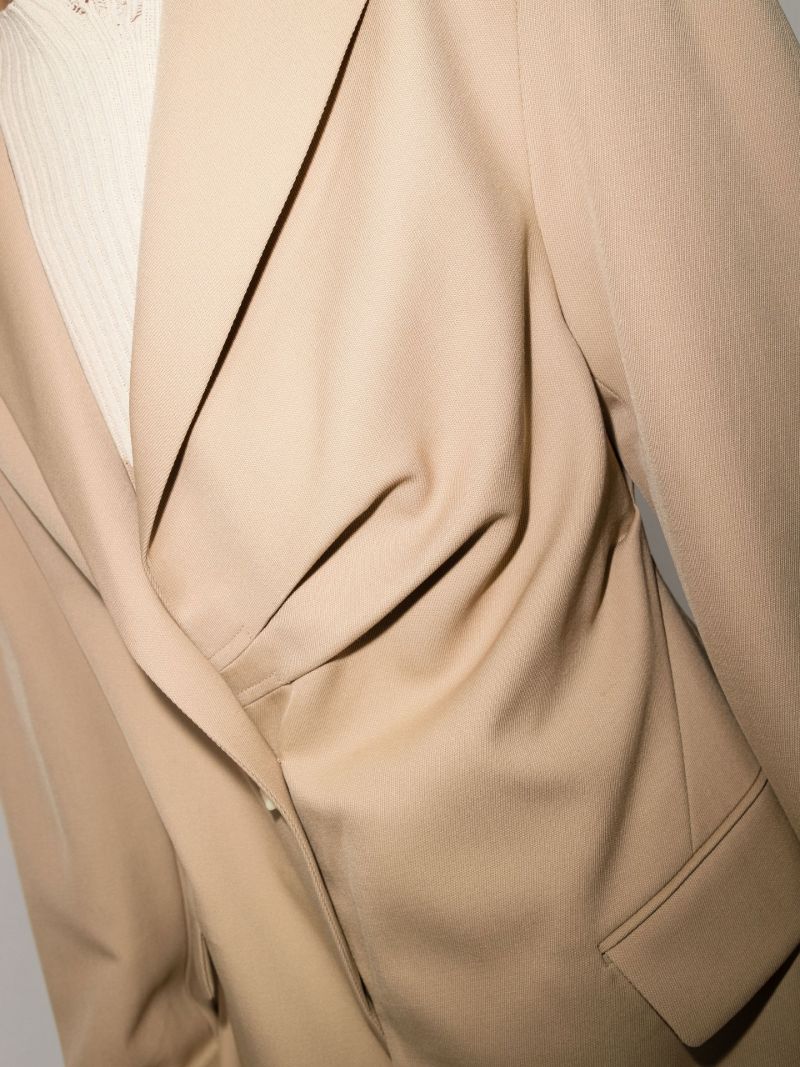 Neutral Cora Pleated Single-breasted Blazer