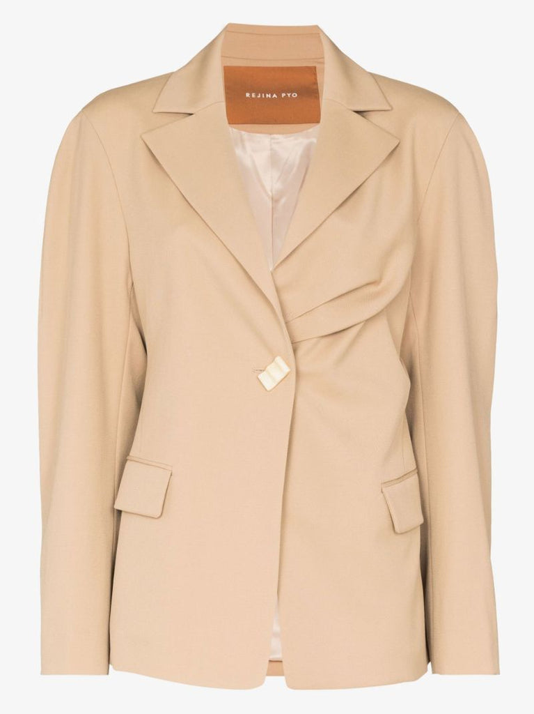 Neutral Cora Pleated Single-breasted Blazer
