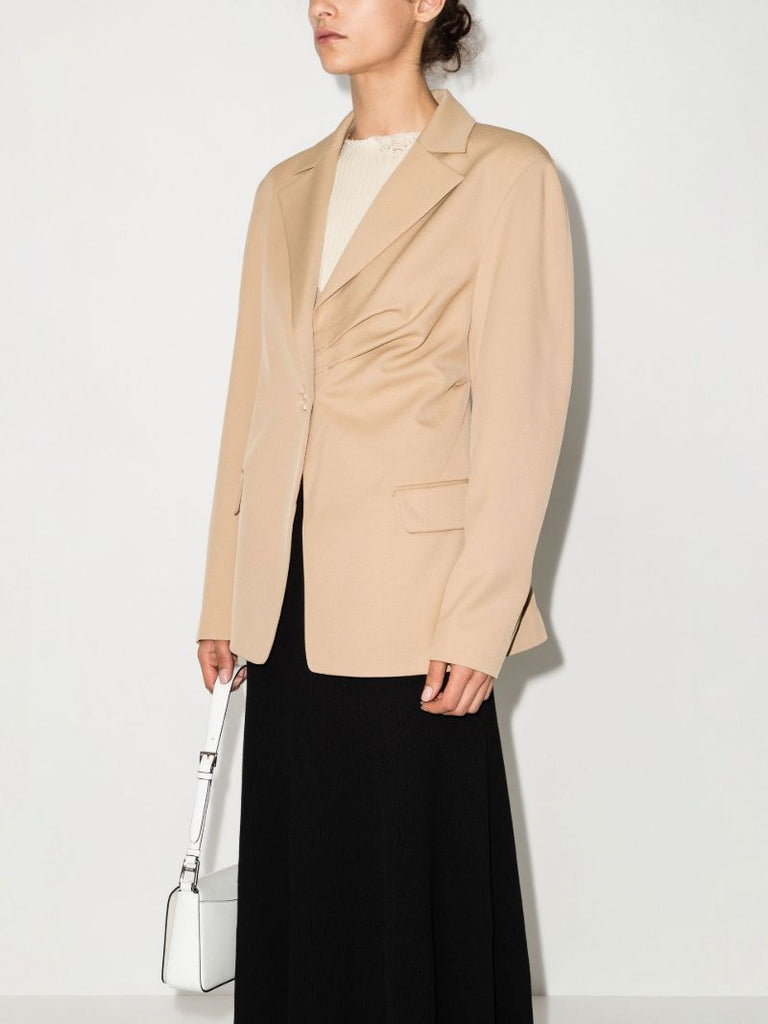 Neutral Cora Pleated Single-breasted Blazer