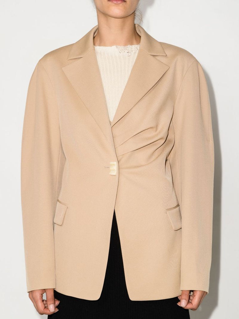 Neutral Cora Pleated Single-breasted Blazer