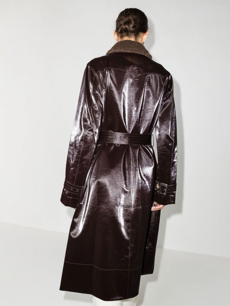 Purple Hana Single-breasted Vegan Leather Coat